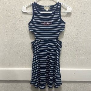 Btween Navy & White Stripe Cutout Side Girls Dress Size 10